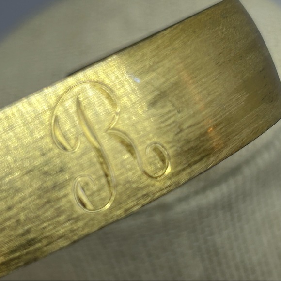 Gold-tone Cuff Bracelet “R” Monogram Engraving‎ - Picture 9 of 9